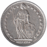 Швейцария 2 франка 1955 год (не частая!)