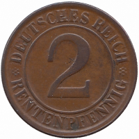 Германия (Веймарская республика) 2 рентенпфеннига 1923 год (G)