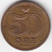 Дания 50 эре 1992 год