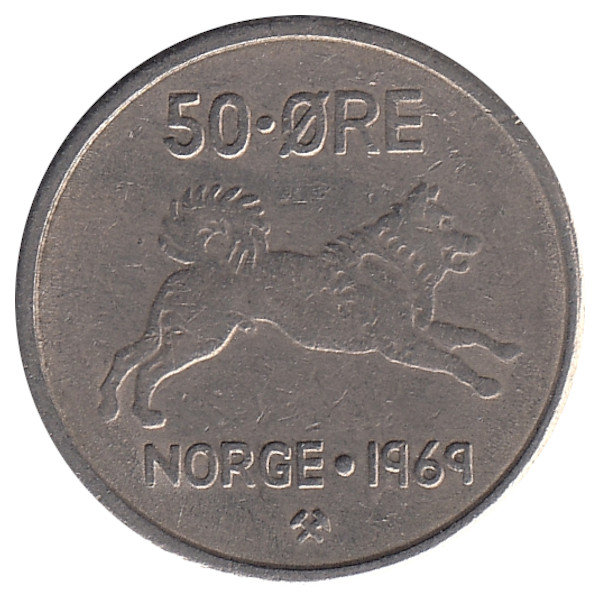 Норвегия 50 эре 1969 год