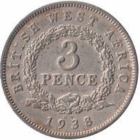 Британская Западная Африка 3 пенса 1938 год (KN)