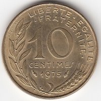 Франция 10 сантимов 1975 год