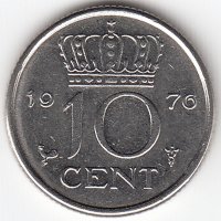 Нидерланды 10 центов 1976 год