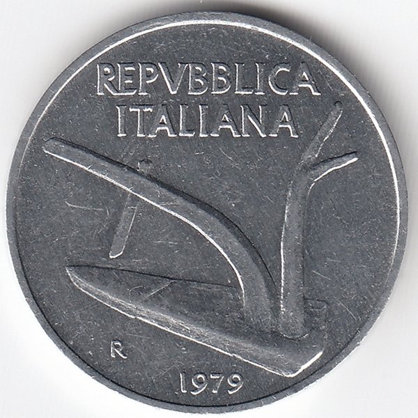 Италия 10 лир 1979 год