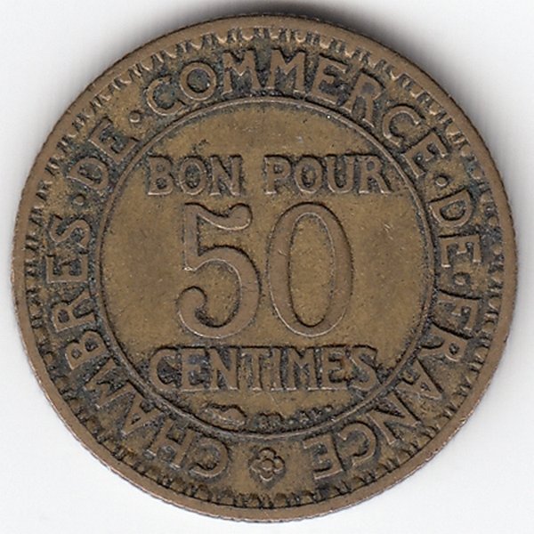 Франция 50 сантимов 1922 год