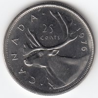 Канада 25 центов 1976 год