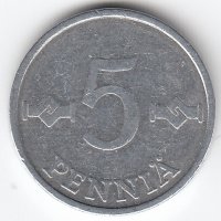 Финляндия 5 пенни 1977 год