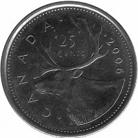 Канада 25 центов 2006 год