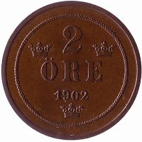 Швеция 2 эре 1902 год (aUNC)