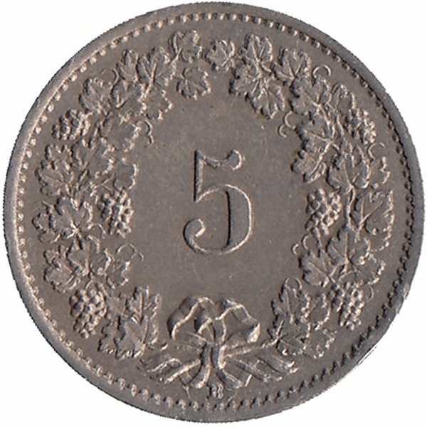 Швейцария 5 раппенов 1919 год