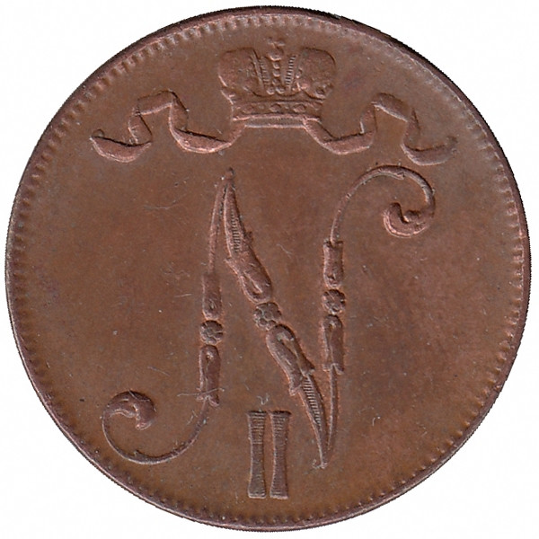 Финляндия (Великое княжество) 5 пенни 1917 год (монограмма)