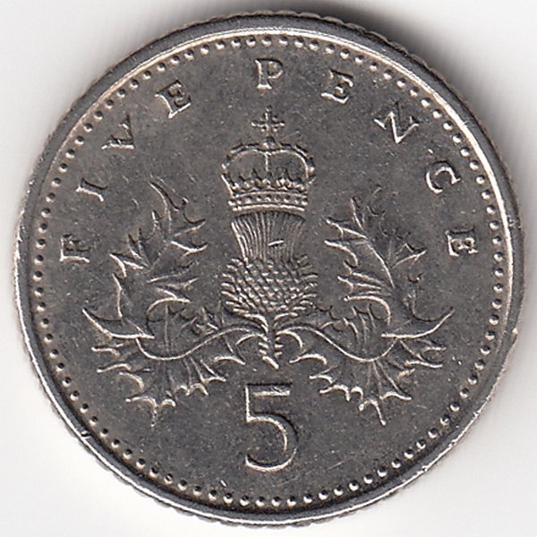 Великобритания 5 пенсов 1991 год