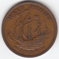 Великобритания 1/2 пенни 1938 год