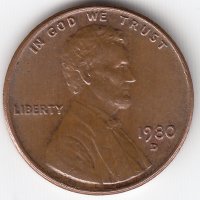 США 1 цент 1980 год (D)