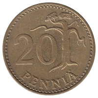 Финляндия 20 пенни 1972 год