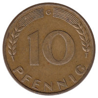 ФРГ 10 пфеннигов 1950 год (G)