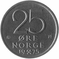 Норвегия 25 эре 1975 год