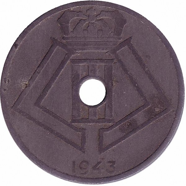 Бельгия (Belqie-Belqique) 25 сантимов 1943 год