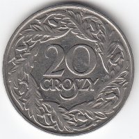 Польша 20 грошей 1923 год (никель)