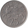 Ямайка 25 центов 1989 год