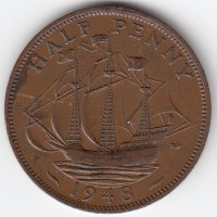Великобритания 1/2 пенни 1948 год