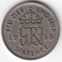 Великобритания 6 пенсов 1948 год