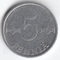 Финляндия 5 пенни 1980 год