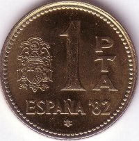 Испания 1 песета 1980 год (82 внутри звезды) UNC