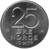 Норвегия 25 эре 1978 год