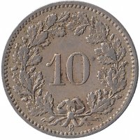 Швейцария 10 раппенов 1884 год