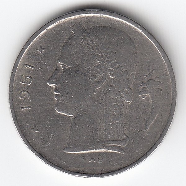 Бельгия (Belgie) 1 франк 1951 год