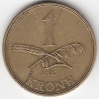 Дания 1 крона 1947 год