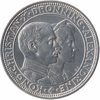 Дания 2 кроны 1923 год (Серебряная свадьба)