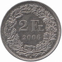 Швейцария 2 франка 2006 год