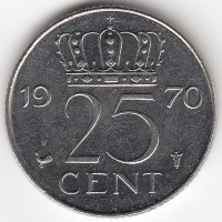 Нидерланды 25 центов 1970 год