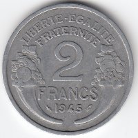 Франция 2 франка 1945 год