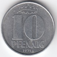 ГДР 10 пфеннигов 1971 год