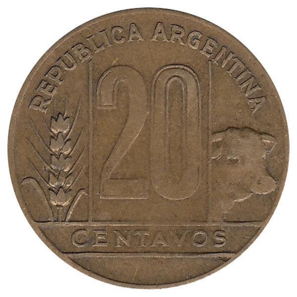 Аргентина 20 сентаво 1950 год