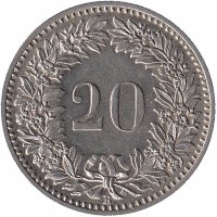 Швейцария 20 раппенов 1894 год