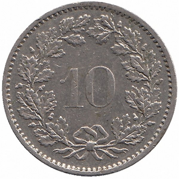 Швейцария 10 раппенов 1973 год