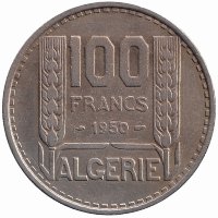 Алжир 100 франков 1950 год