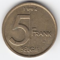 Бельгия (Belgie) 5 франков 1994 год
