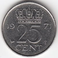 Нидерланды 25 центов 1971 год