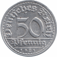 Германия (Веймарская республика) 50 пфеннигов 1921 год (D)