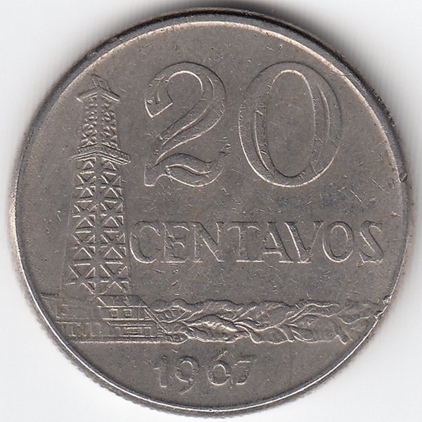 Бразилия 20 сентаво 1967 год