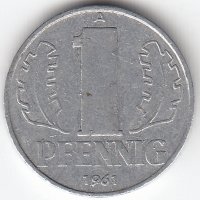 ГДР 1 пфенниг 1961 год