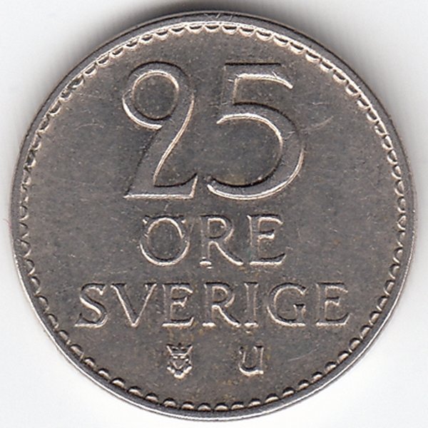 Швеция 25 эре 1962 год