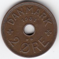 Дания 2 эре 1931 год
