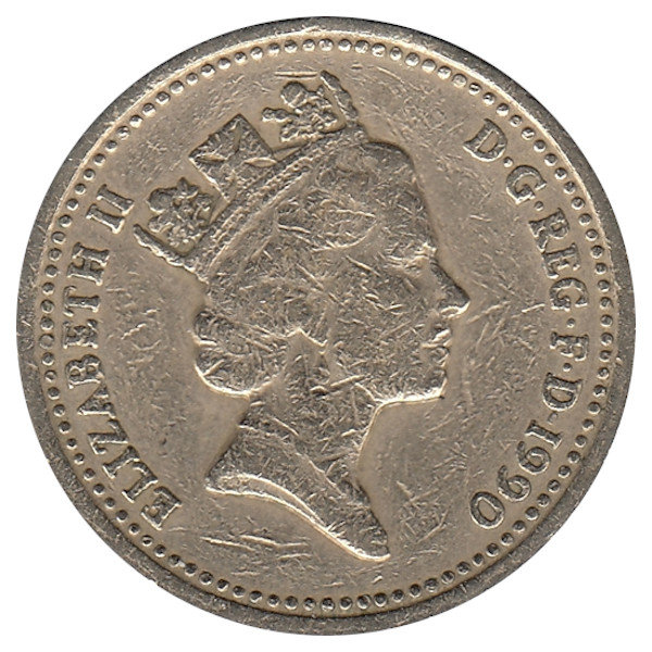 Великобритания 1 фунт 1990 год