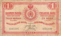 Банкнота 1 марка 1915 г. Финляндия в составе России